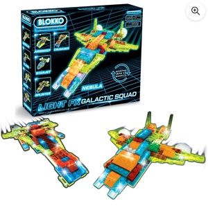 Brand new Blokko 12-in-1 LED Lights 120-Piece Galactic Spaceships Toy Brick Set